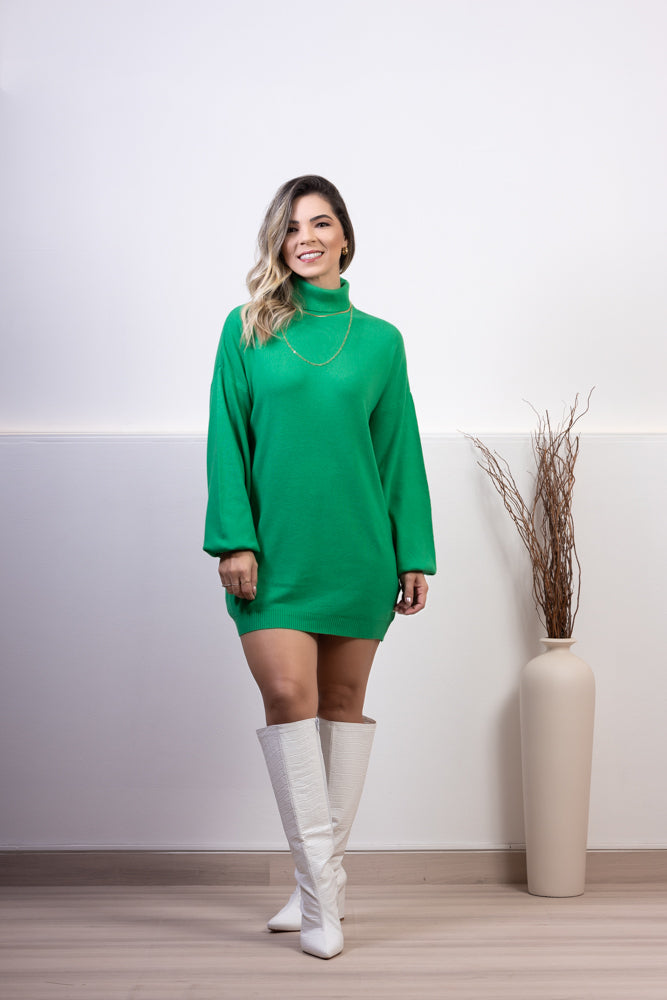 Vestido Poncho Feminino em Lanzinha Manga Longa