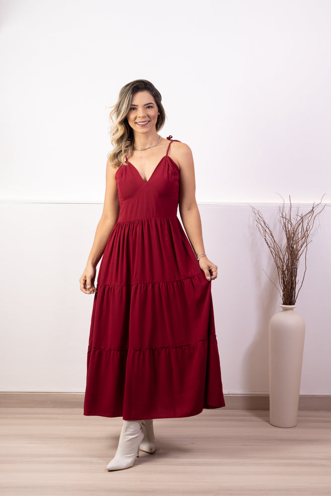 Vestido Feminino Longuete Alça Regulável