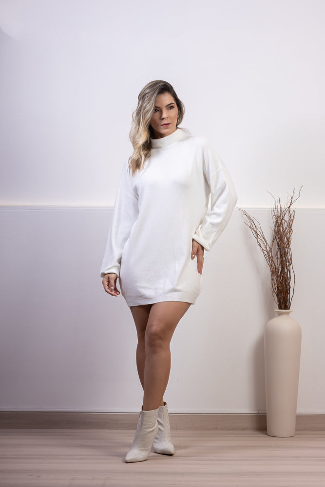 Vestido Poncho Feminino em Lanzinha Manga Longa