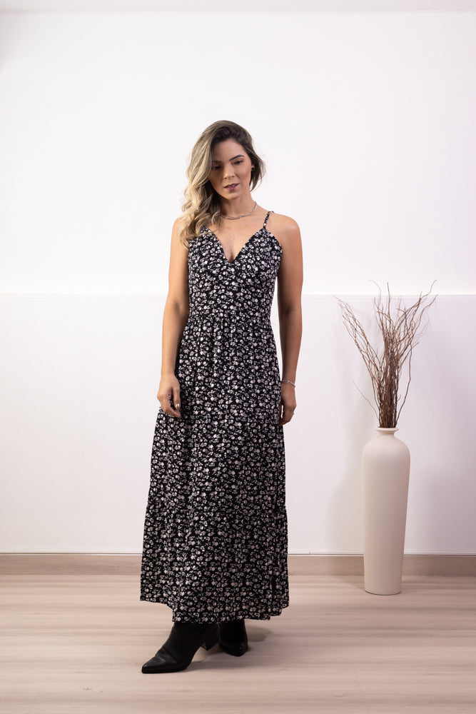 Vestido Feminino Longuete Alça Regulável