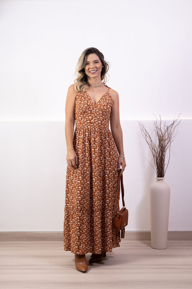 Vestido Feminino Longuete Alça Regulável