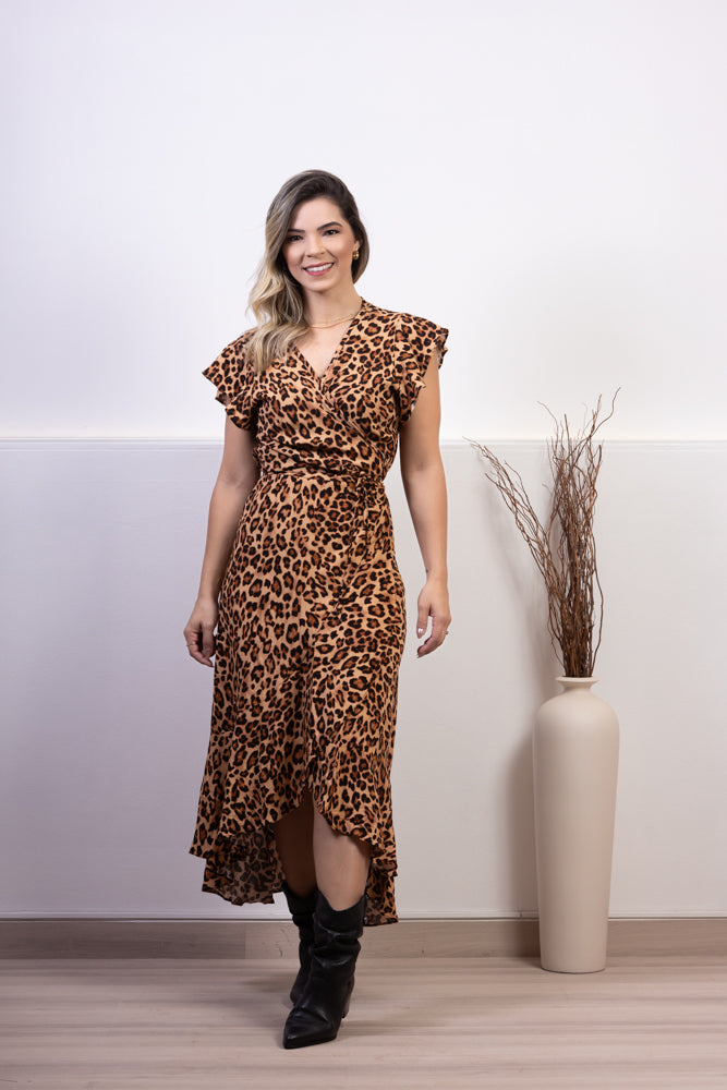 Vestido Feminino Midi Transpassado Básico