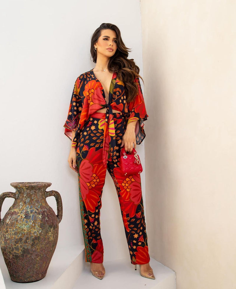 Conjunto Floral Red Natalia Alencar