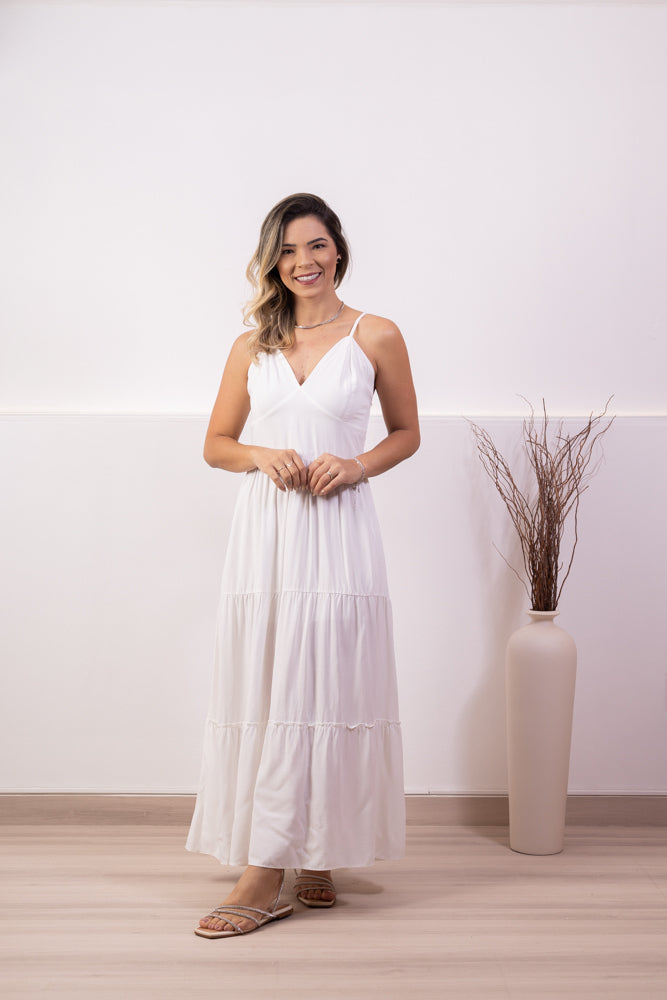 Vestido Feminino Longuete Alça Regulável